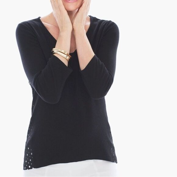 Chico’s Black Carris Circle Back Top - Picture 3 of 5